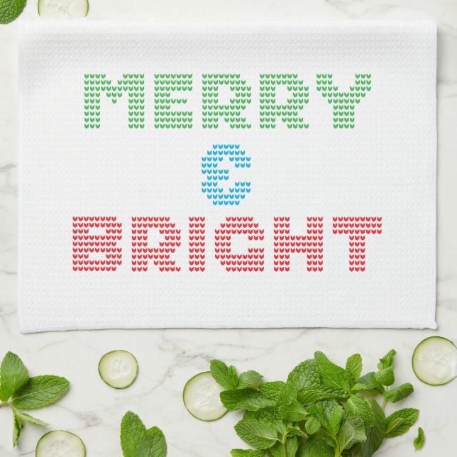 Linge De Cuisine Joyeux Et Brillante Typographie Noël (Plié)