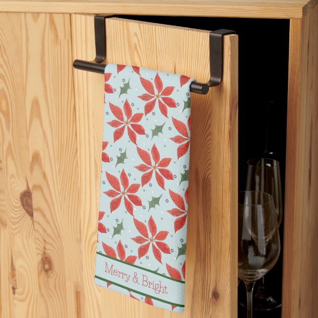 Linge De Cuisine Joyeux et lumineux Poinsetta Vacances Motif Cuisin (Pliage en tiers)