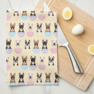 Linge De Cuisine Joyeux Motif de Chien de Pâques français