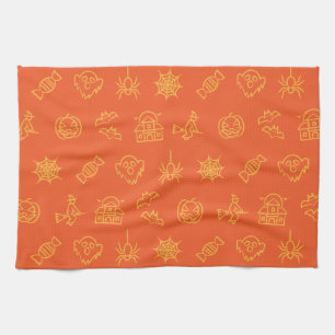 Linge De Cuisine Joyeux motif d'Halloween déplaisant - Orange