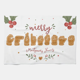 Linge De Cuisine Joyeux Noël en ASL personnalisé Gâteaux en pain d'