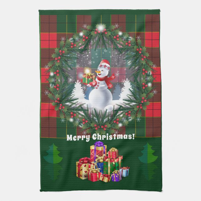 Linge De Cuisine Joyeux Noël et Bonne Année 20XX Snowman (Vertical)