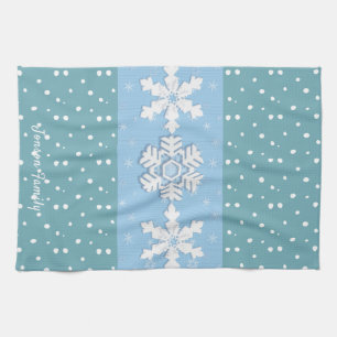 Linge De Cuisine Joyeux Noël et Bonne Année Neige Rustique