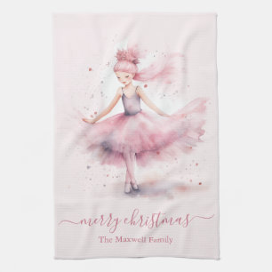 Linge De Cuisine Joyeux Noël mignon, ballerine rose tendre 