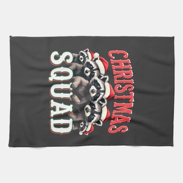 Linge De Cuisine Joyeux Noël Raccoon Santa Hat Amateurs (Horizontal)