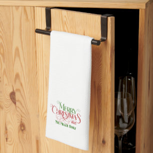 Linge De Cuisine Joyeux Noël Red Green Festive Retro Typographie