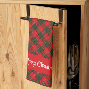 Linge De Cuisine Joyeux Noël Rouge et Vert Plaid Texte personnalisé