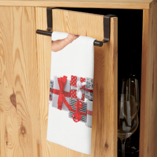 Linge De Cuisine Joyeux Noël SlipperyJoe rouge blanc argent cadeau