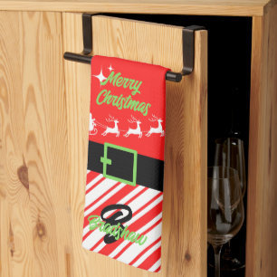 Linge De Cuisine Joyeux Noël Traîneau du Père Noël Rouge
