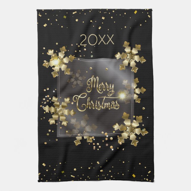 Linge De Cuisine Joyeux Nouvel An 20XX & Gold Noël Luxe (Vertical)