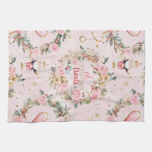 Linge De Cuisine Joyeux Nutcracker rose Vacances Beaux Guirlande pe (Horizontal)
