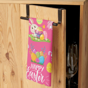 Linge De Cuisine Joyeux Pâques, Amusants Souhaits De Lapin Et Color
