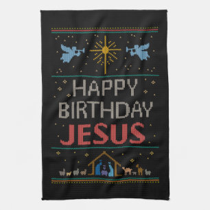 Linge De Cuisine Joyeux pull de Noël Joyeux anniversaire Jésus