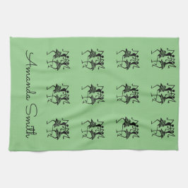 Linge De Cuisine Joyeux Silhouette Dancers Green