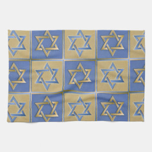 Linge De Cuisine Judaica Star de David Metal Gold Blue
