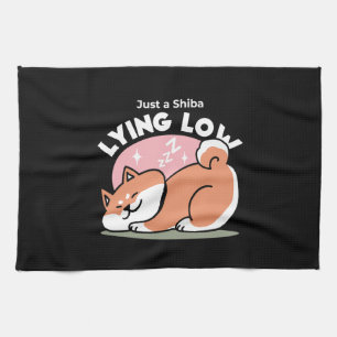 Linge De Cuisine Juste un Shiba allongé bas : mignonne conception S
