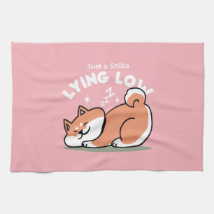 Linge De Cuisine Juste un Shiba allongé bas : mignonne conception S