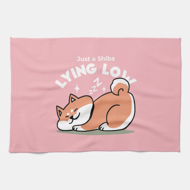 Linge De Cuisine Juste un Shiba allongé bas : mignonne conception S (Horizontal)