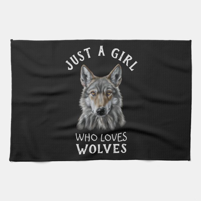 Linge De Cuisine Juste une fille qui aime les loups (Horizontal)
