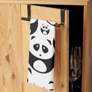 Linge De Cuisine Kawaii Black and White Panda Pattern