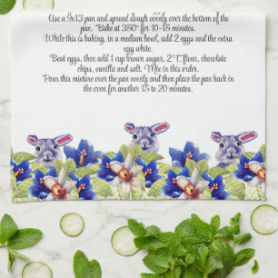 Linge De Cuisine Keepsaké Recette Cadeau Aquarelle Lapin de Pâques