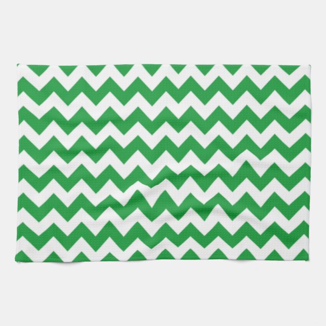Linge De Cuisine Kelly Green Chevron (Horizontal)