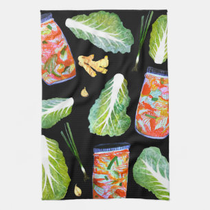 Linge De Cuisine Kimchi Ingrédients Aquarelle Fermentation