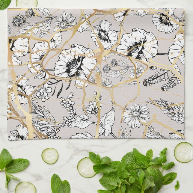 Linge De Cuisine Kintsugi japonais. (Plié)