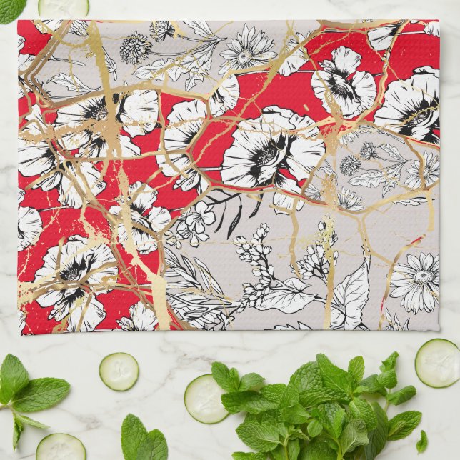 Linge De Cuisine Kintsugi japonais. (Plié)