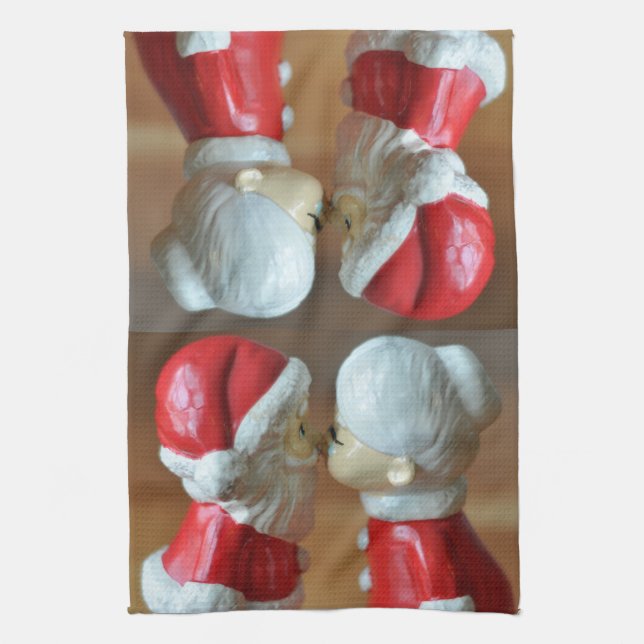 Linge De Cuisine Kissing Santas (Vertical)