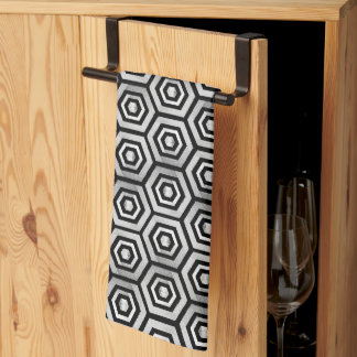 Linge De Cuisine Kitchen Towel Black White Hexagon Geometric