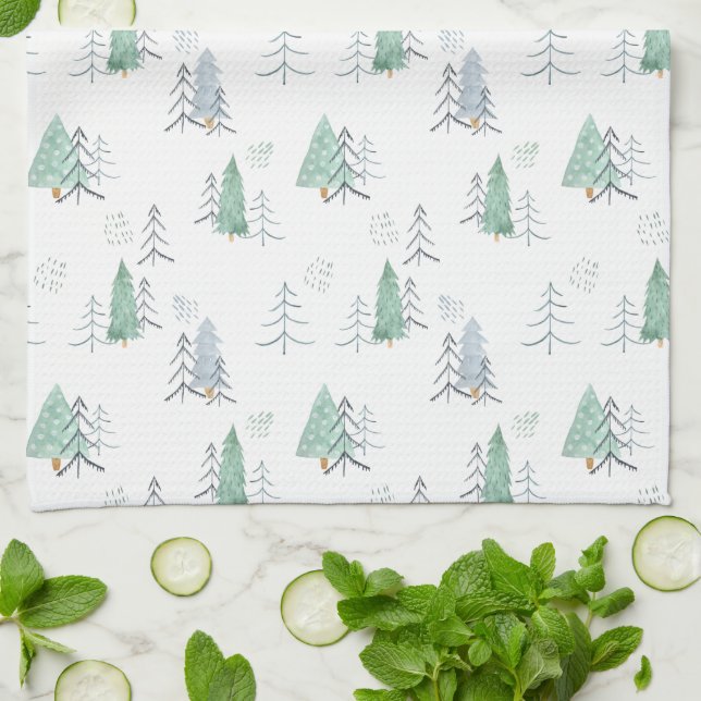 Linge De Cuisine Kitchen Towel - Christmas Trees Pattern (Plié)