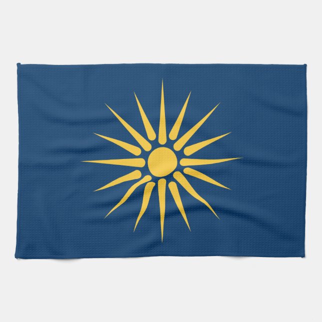 Linge De Cuisine Kitchen towel with Flag of Macedonia, Greece (Horizontal)