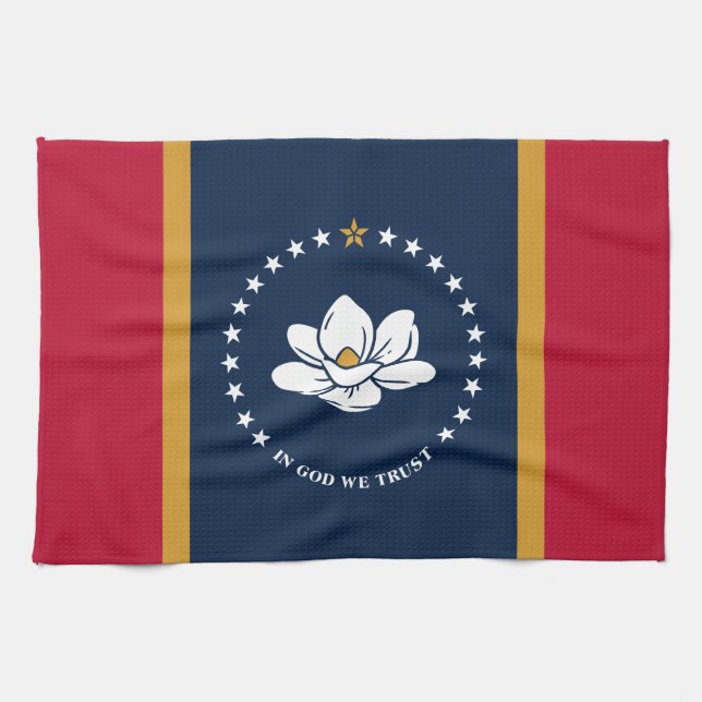 Linge De Cuisine Kitchen towel with Flag of Mississippi State, USA (Horizontal)