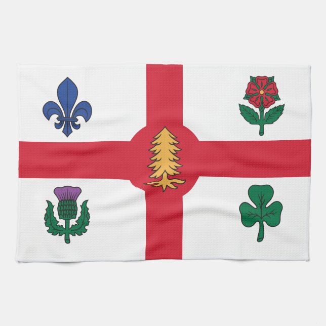 Linge De Cuisine Kitchen towel with Flag of Montreal, Canada (Horizontal)