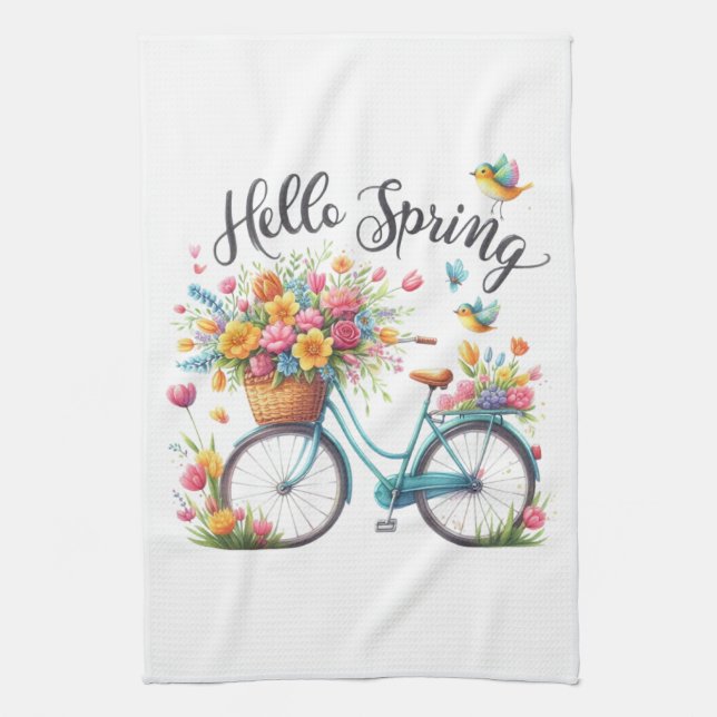 Linge De Cuisine Kitchen Towels-Hello Spring Floral Kitchen Towels (Vertical)