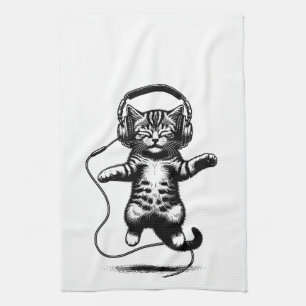 Linge De Cuisine Kitten Flottant Porte-Casques, Chat Audiophile