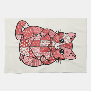 Linge De Cuisine Kitten Patchwork Caprice Tenant un Coeur d'Art
