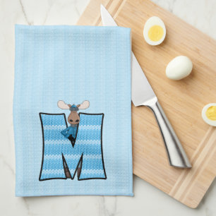 Linge De Cuisine Knit bleu pour enfant Imprimer Monogramme Lettre M