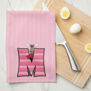 Linge De Cuisine Knit rose pour enfant Imprimer Monogramme Lettre M