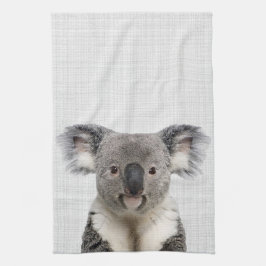 Linge De Cuisine Koala avec Arrière - plan de lin gris