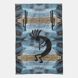Linge De Cuisine Kokopelli Sud-Ouest Désert Bleu 2 Mosaïque