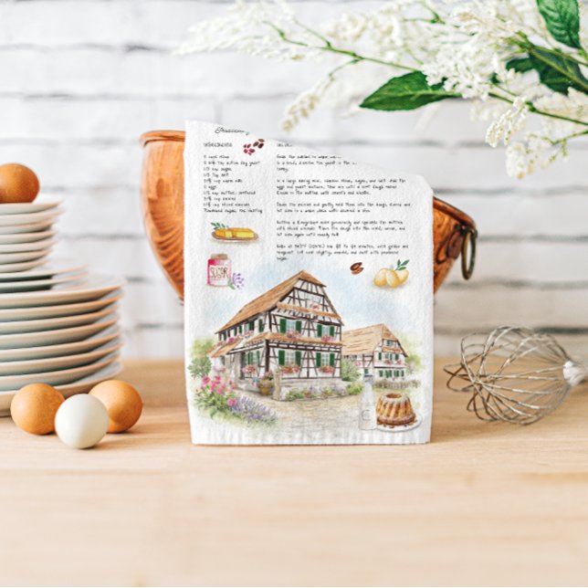 Linge De Cuisine Kougelhopf d’Alsace | French Recipe Tea Towel (Créateur téléchargé)