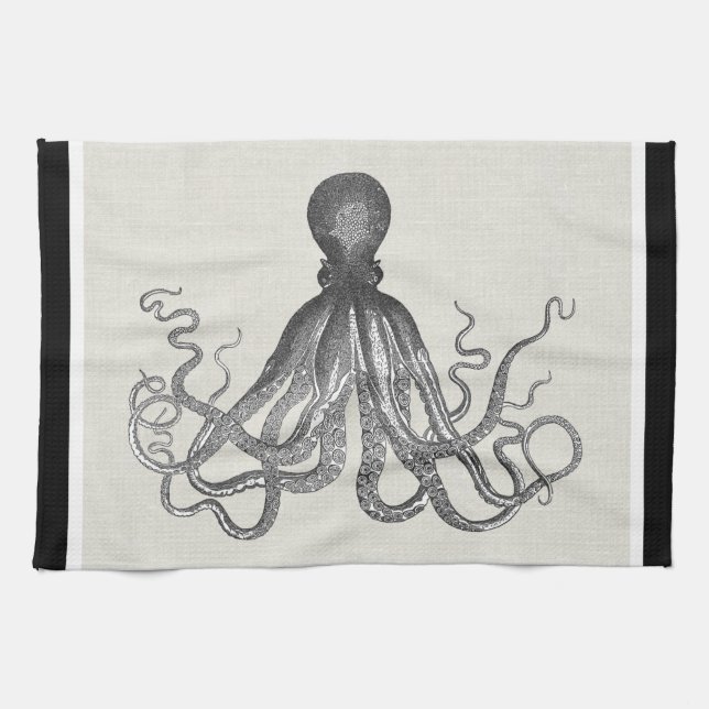 Linge De Cuisine Kraken - poulpe géant noir/Cthulu (Horizontal)