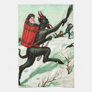Linge De Cuisine Krampus pourchasser les mauvais enfants Neige hive