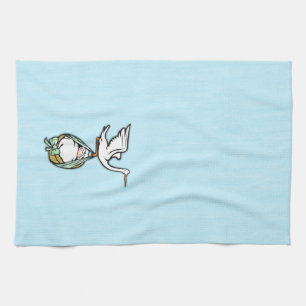 Linge De Cuisine La cigogne porte un bébé garçon