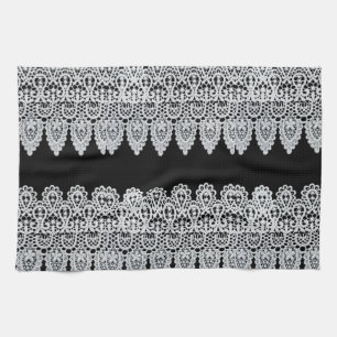 Linge De Cuisine La dentelle blanche forme une frontière sensible