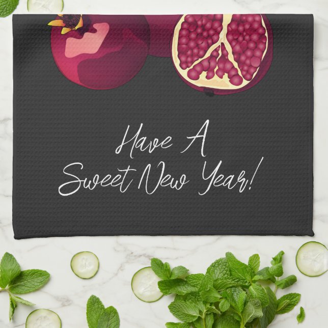 Linge De Cuisine La grenade Shanah Tovah personnalisée (Plié)