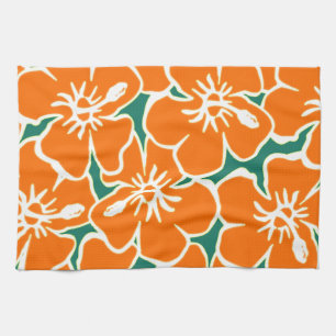 Linge De Cuisine La ketmie orange fleurit Luau hawaïen tropical