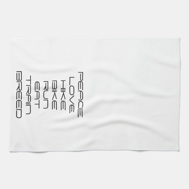 Linge De Cuisine La paix, amour, hausse, vélo, course, mangent, (Horizontal)